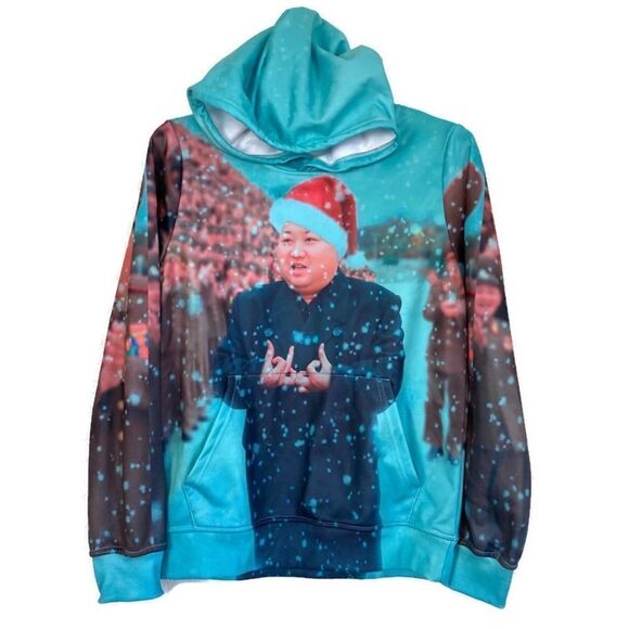 Kim Jong-un Christmas Hoodie Sweatshirt Sz S - Picture 2 of 6